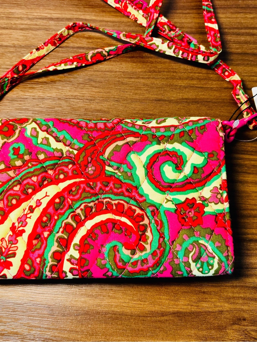 Vibrant Paisley Crossbody Bag Quilted Floral Print Capri Pink Cotton